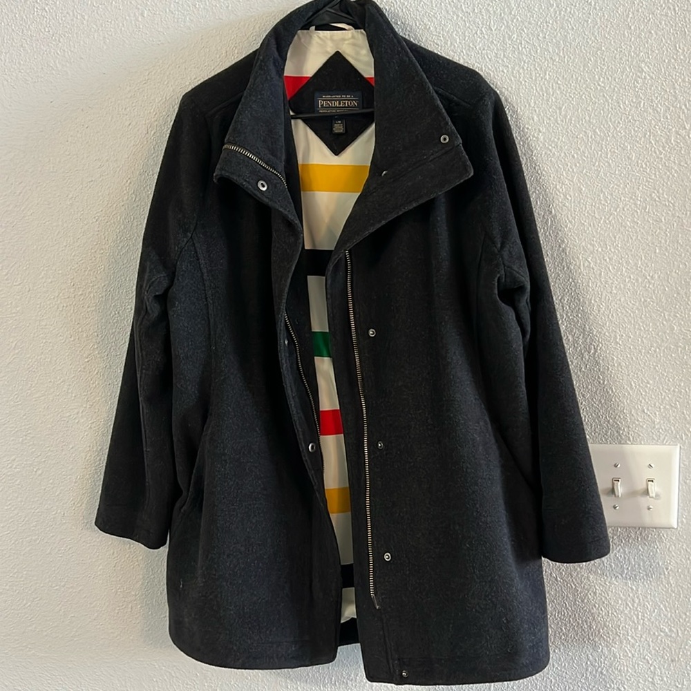 Pendleton Women's Water Resistant Cascade Wool Campbell Coat Charcoal Size L
